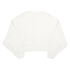 NIKE Womens White Cropped Crew Neck Sweatshirt L Cotton Blend Pullover Casual