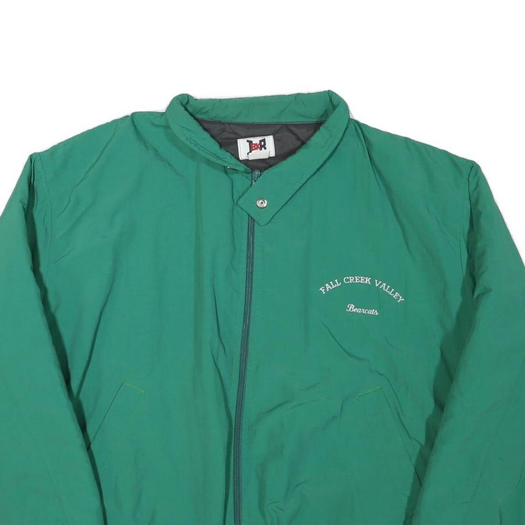 JB BK Mens Green Polyester Blend Zip Jacket XL Plain Casual Outerwear
