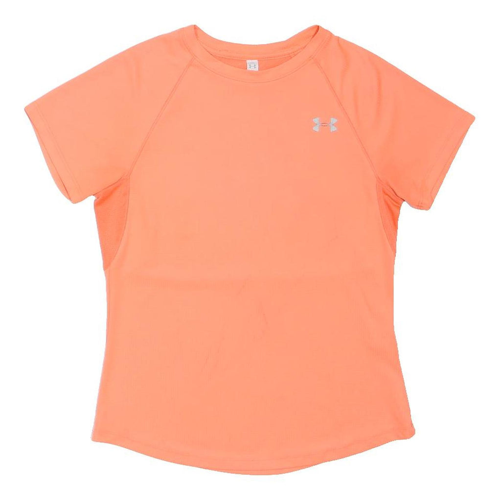 UNDER ARMOUR Womens Orange Athletic T-Shirt S Short Sleeve Round Neck