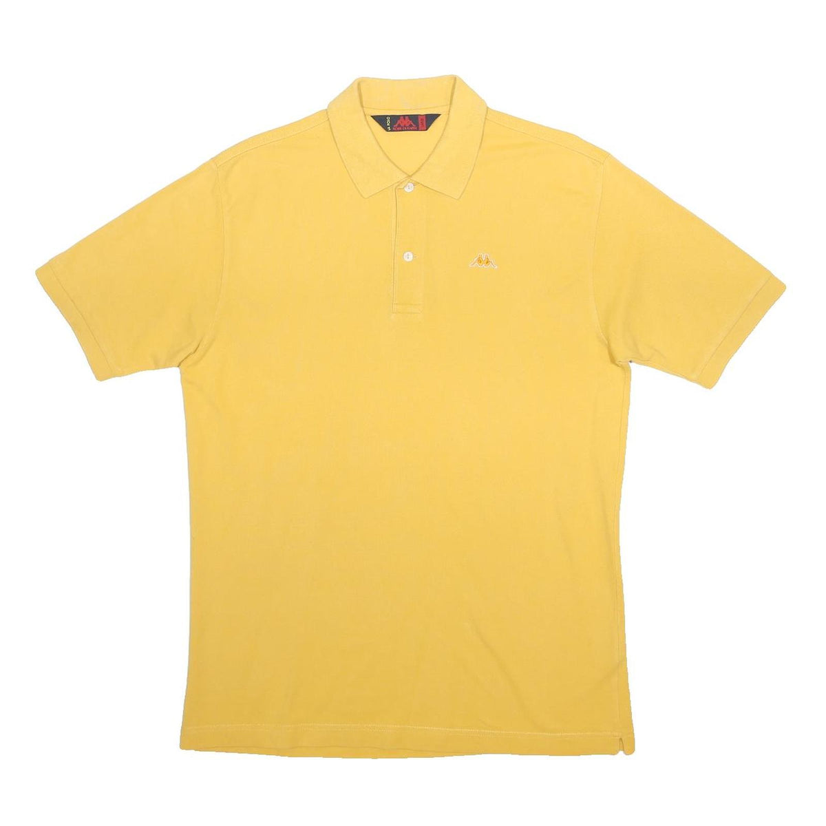 KAPPA Mens Yellow Cotton Polo Shirt L Classic Casual Logo Embroidered