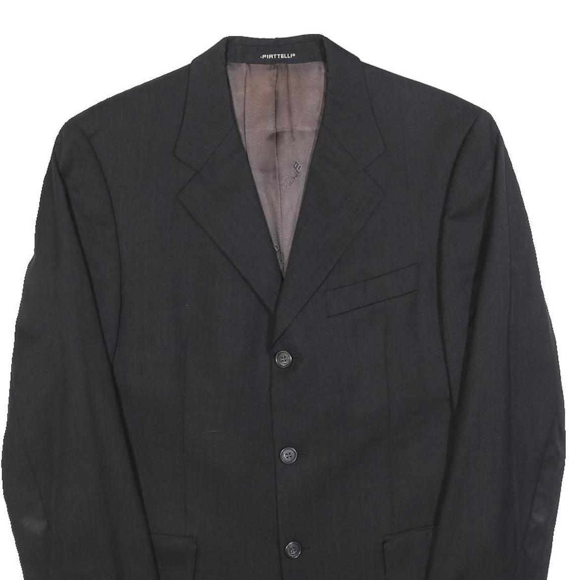 PIATTELLI Mens Black Wool Classic Jacket M Tailored Button Plain Formal Blazer