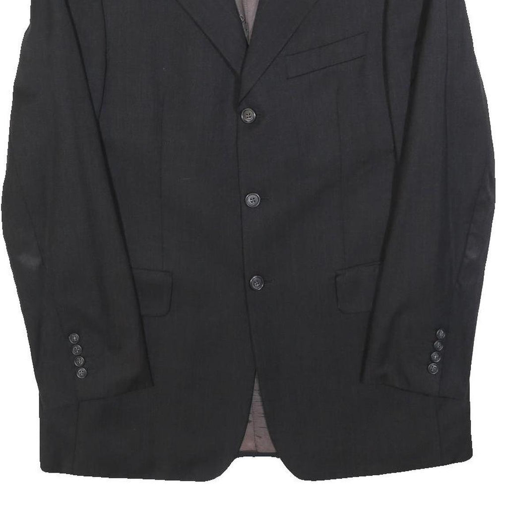 PIATTELLI Mens Black Wool Classic Jacket M Tailored Button Plain Formal Blazer