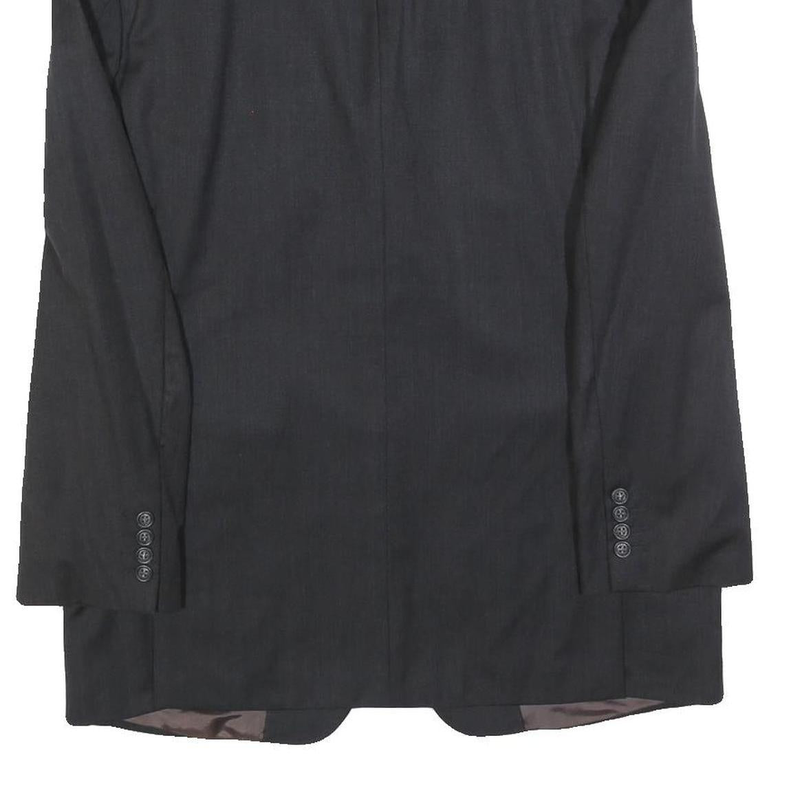 PIATTELLI Mens Black Wool Classic Jacket M Tailored Button Plain Formal Blazer