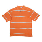 FILA Mens Orange & White Striped Short Sleeve Polo Shirt XL Cotton Casual