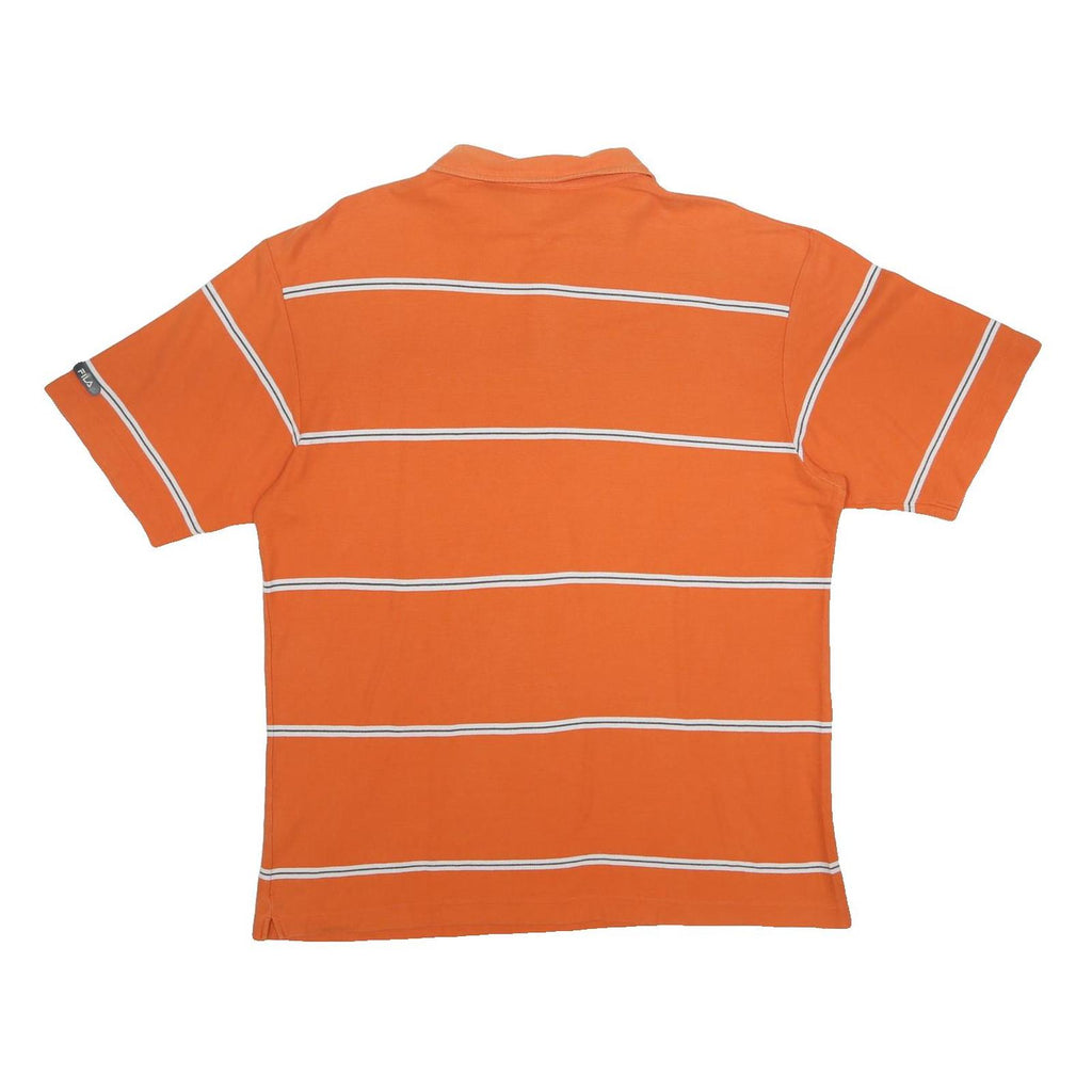 FILA Mens Orange & White Striped Short Sleeve Polo Shirt XL Cotton Casual