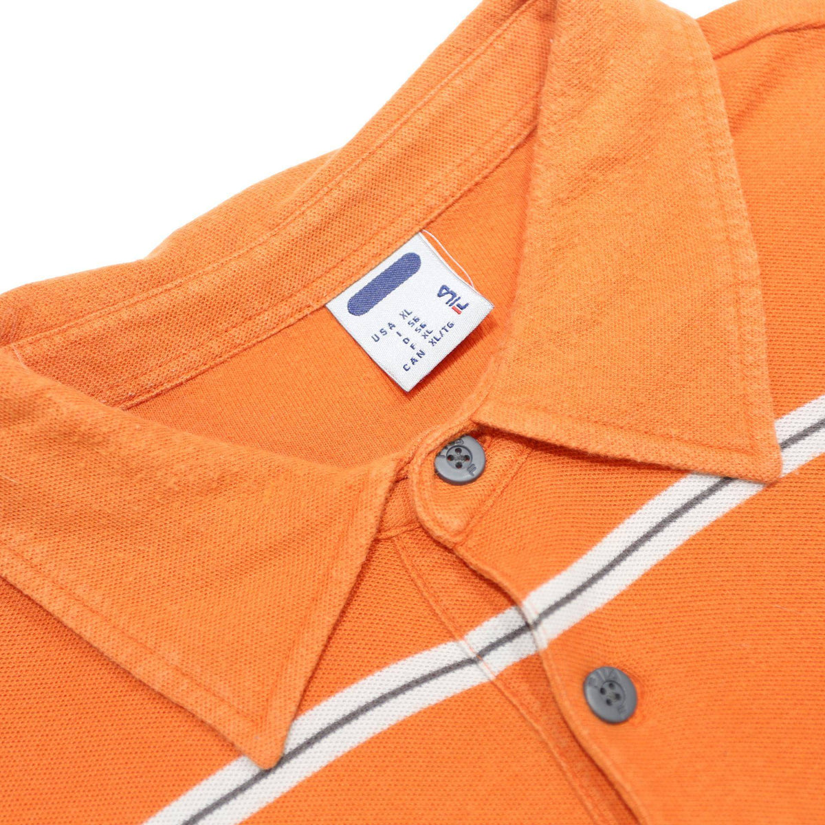 FILA Mens Orange & White Striped Short Sleeve Polo Shirt XL Cotton Casual