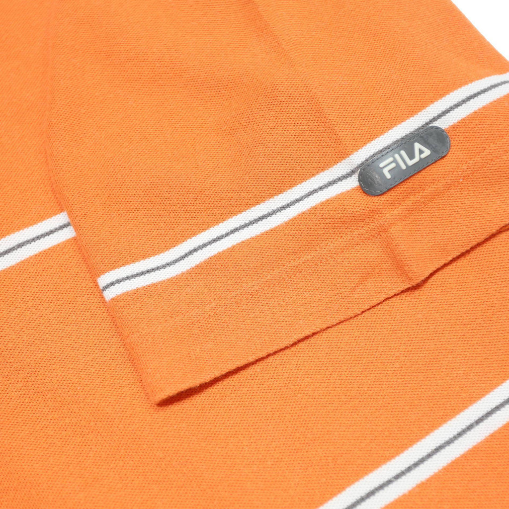 FILA Mens Orange & White Striped Short Sleeve Polo Shirt XL Cotton Casual
