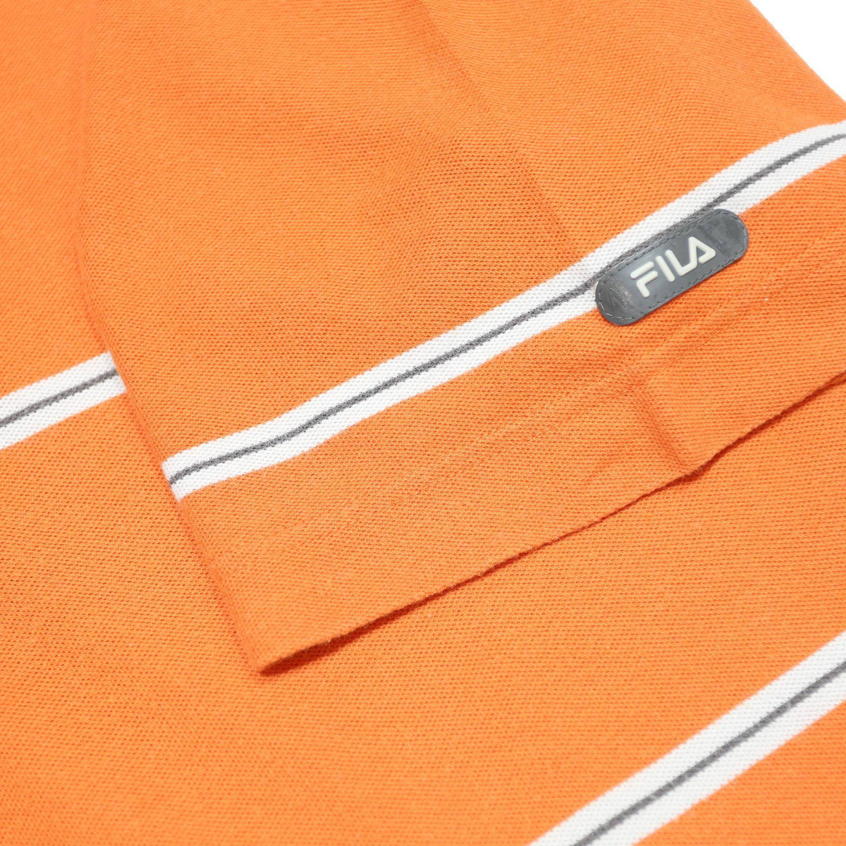 FILA Mens Orange & White Striped Short Sleeve Polo Shirt XL Cotton Casual