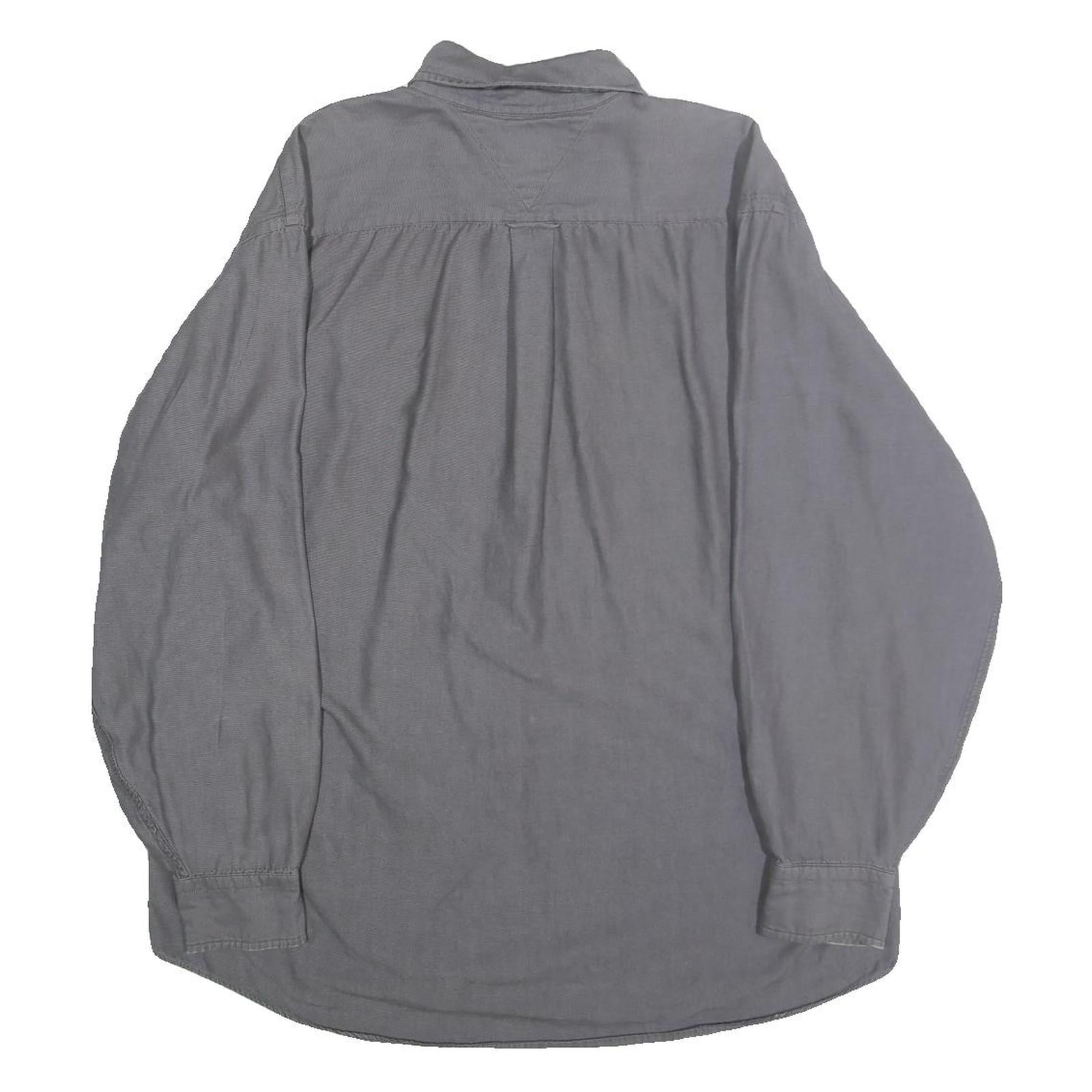 TOMMY HILFIGER Mens Grey Cotton Shirt L Button-Down Long Sleeve Classic