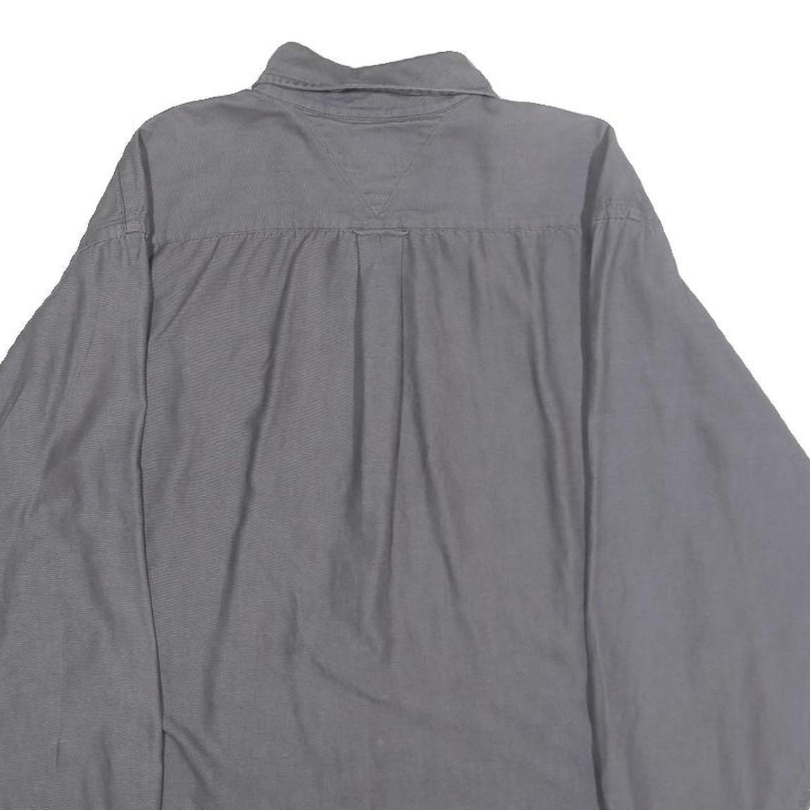 TOMMY HILFIGER Mens Grey Cotton Shirt L Button-Down Long Sleeve Classic
