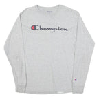 CHAMPION Mens Grey Long Sleeve Crew Neck Signature Logo T-Shirt M