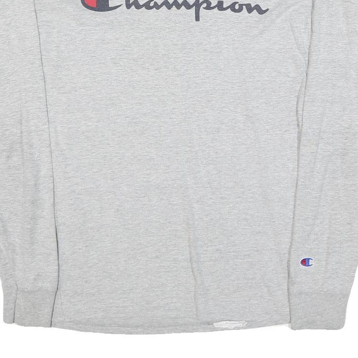 CHAMPION Mens Grey Long Sleeve Crew Neck Signature Logo T-Shirt M