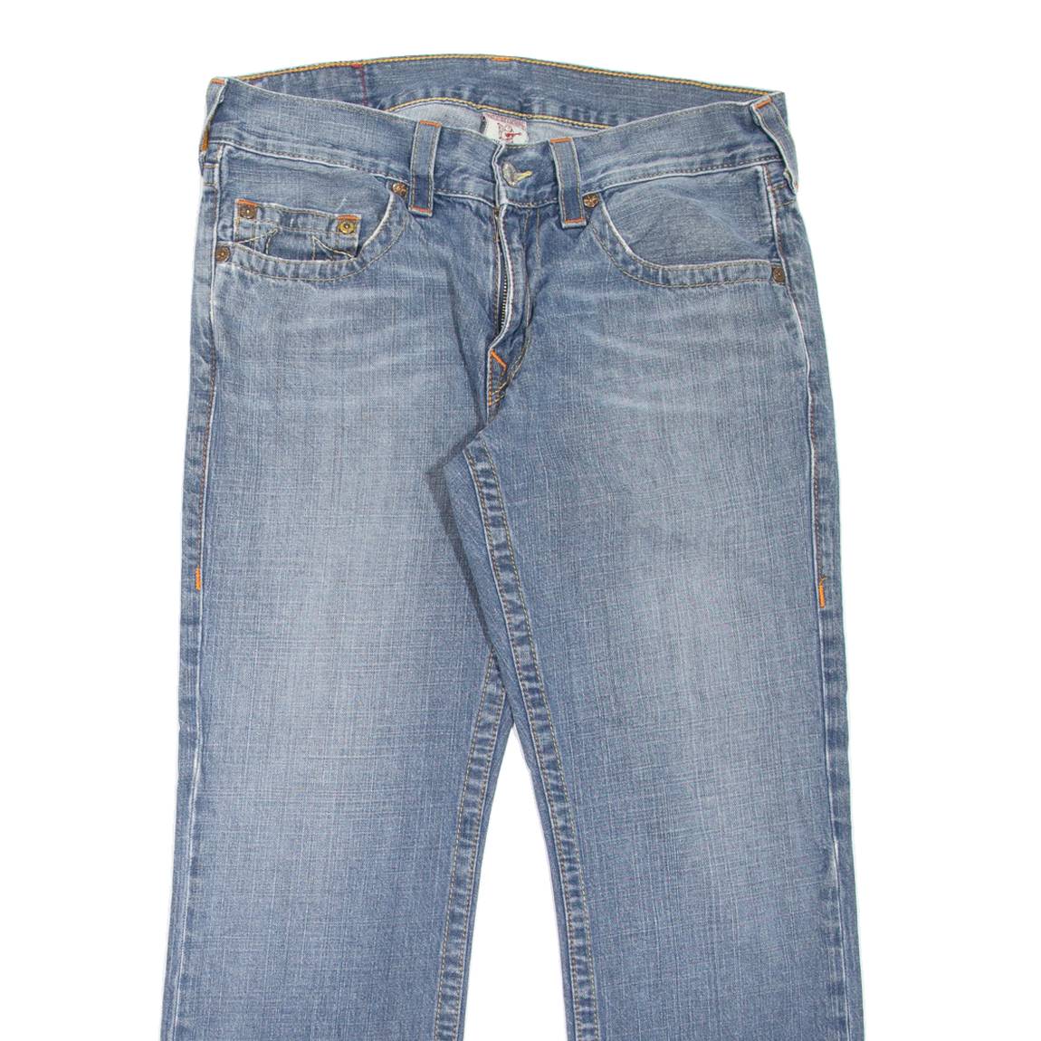 TRUE RELIGION Bobby Mens Jeans Blue Regular Straight Stone Wash W33 L28