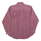 EDDIE BAUER Mens Red Green & Blue Stripe Cotton Blend Shirt L Casual Long Sleeve