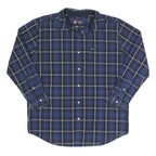 CHAPS Mens Blue Plaid Shirt L Cotton Long Sleeve Button Closure Casual Wear