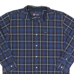 CHAPS Mens Blue Plaid Shirt L Cotton Long Sleeve Button Closure Casual Wear