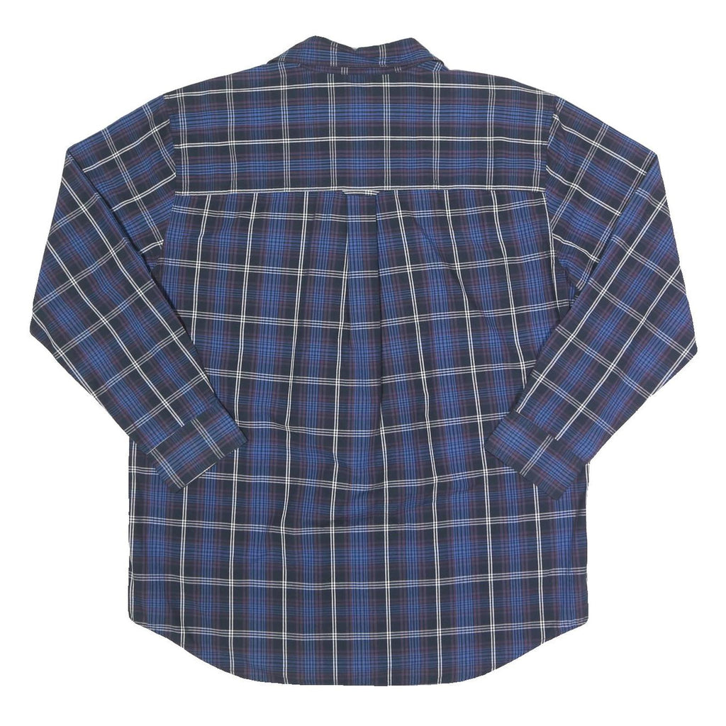 CHAPS Mens Blue Plaid Shirt L Cotton Long Sleeve Button Closure Casual Wear