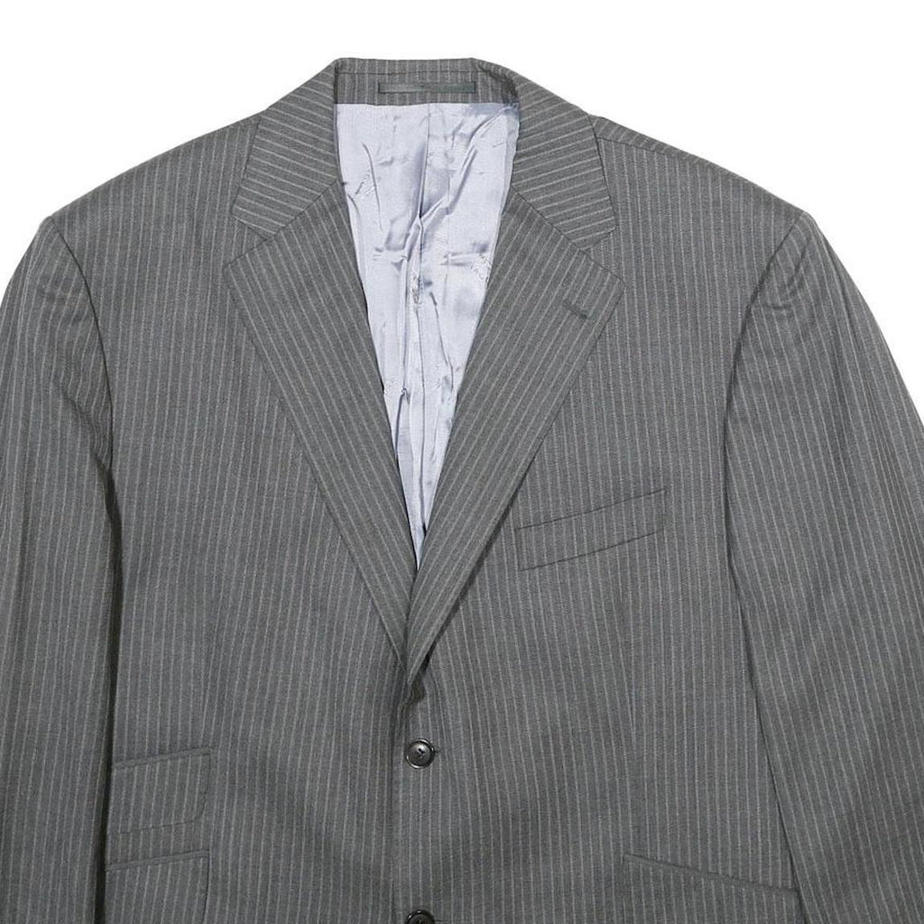JAGUAR Mens Grey Pinstripe Wool Jacket 2XL Button Closure Classic Tailored