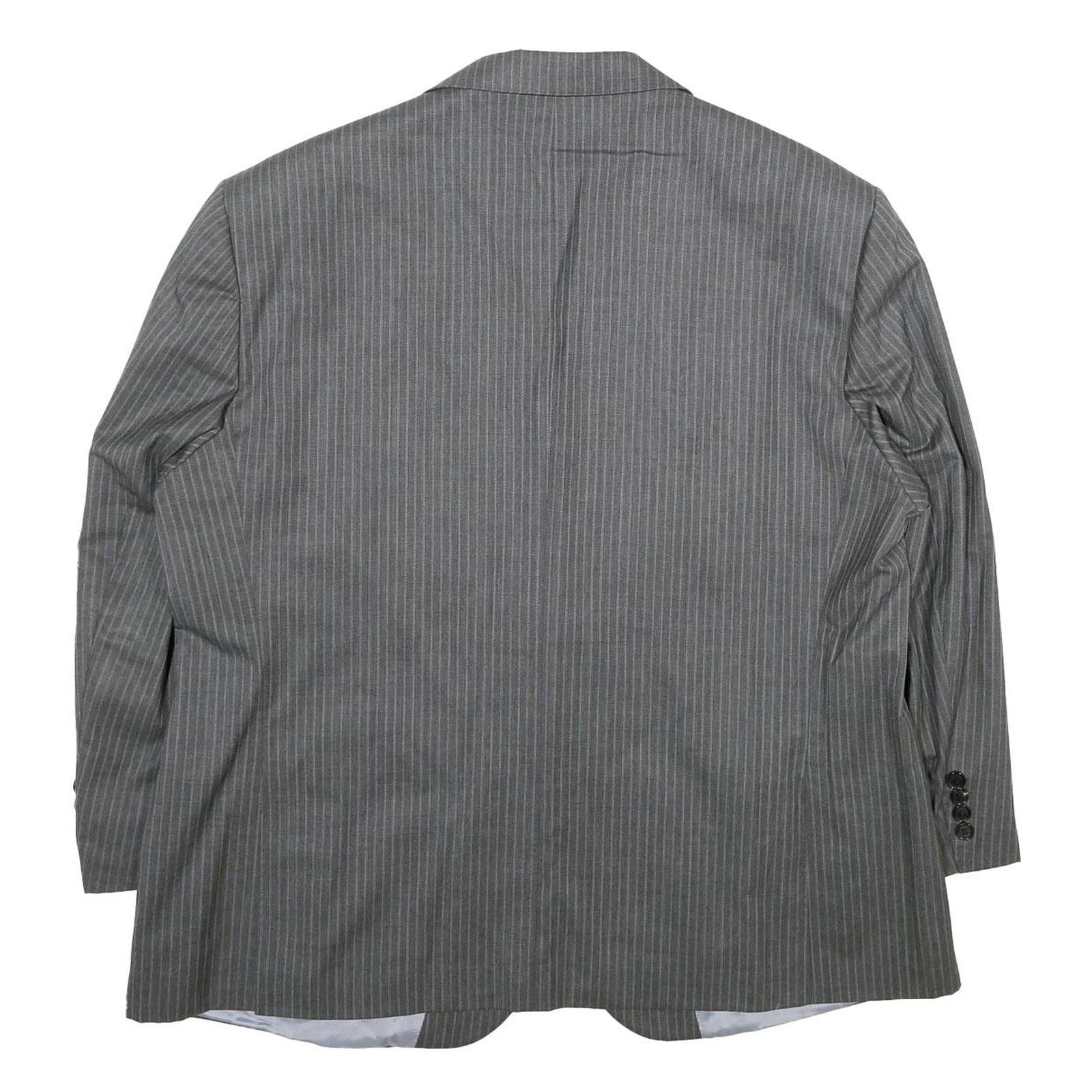 JAGUAR Mens Grey Pinstripe Wool Jacket 2XL Button Closure Classic Tailored