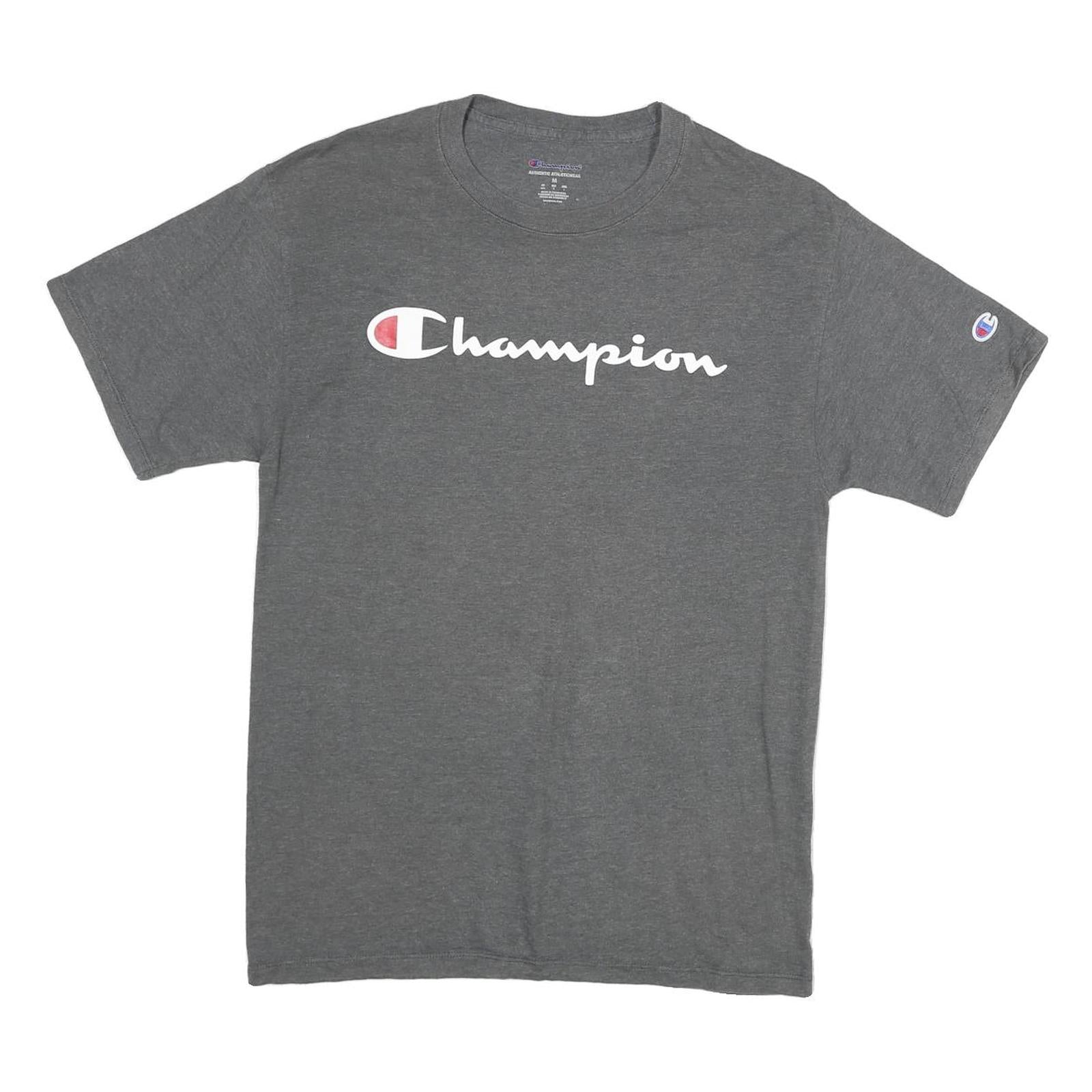CHAMPION Mens Grey Graphic T-Shirt M Short Sleeve Crew Neck Classic Cotton