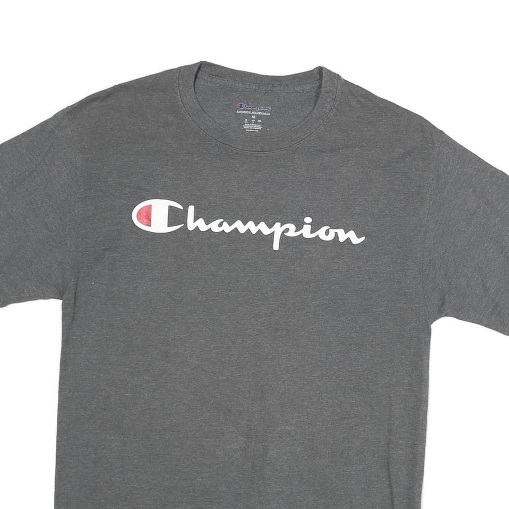 CHAMPION Mens Grey Graphic T-Shirt M Short Sleeve Crew Neck Classic Cotton