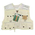 BUSHLINE OUTDOOR Mens Beige Nylon Multiple Pocket Fishing Vest L Utility Zip