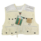 BUSHLINE OUTDOOR Mens Beige Nylon Multiple Pocket Fishing Vest L Utility Zip