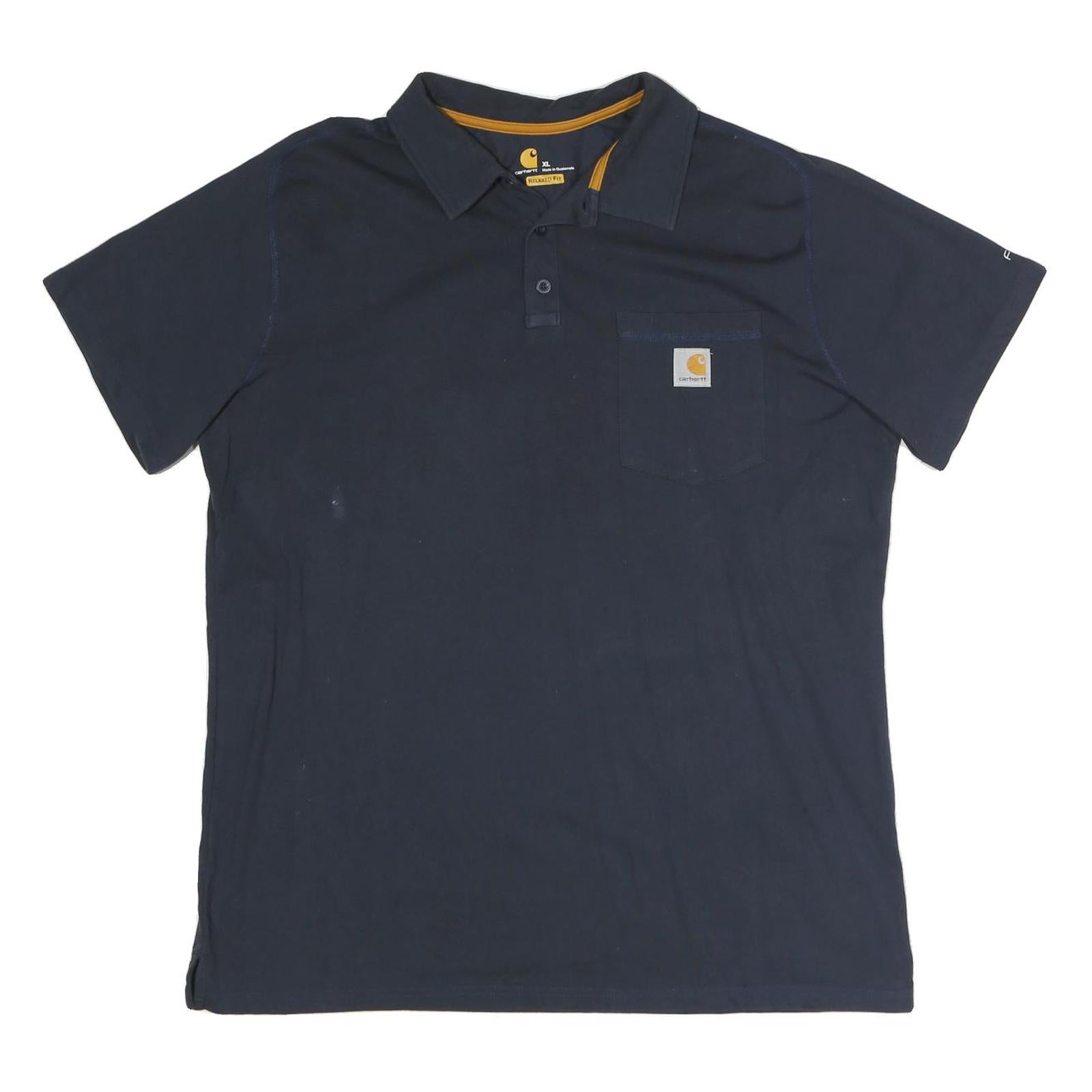CARHARTT Mens Navy Blue Short Sleeve Plain XL Cotton Polo Shirt Workwear
