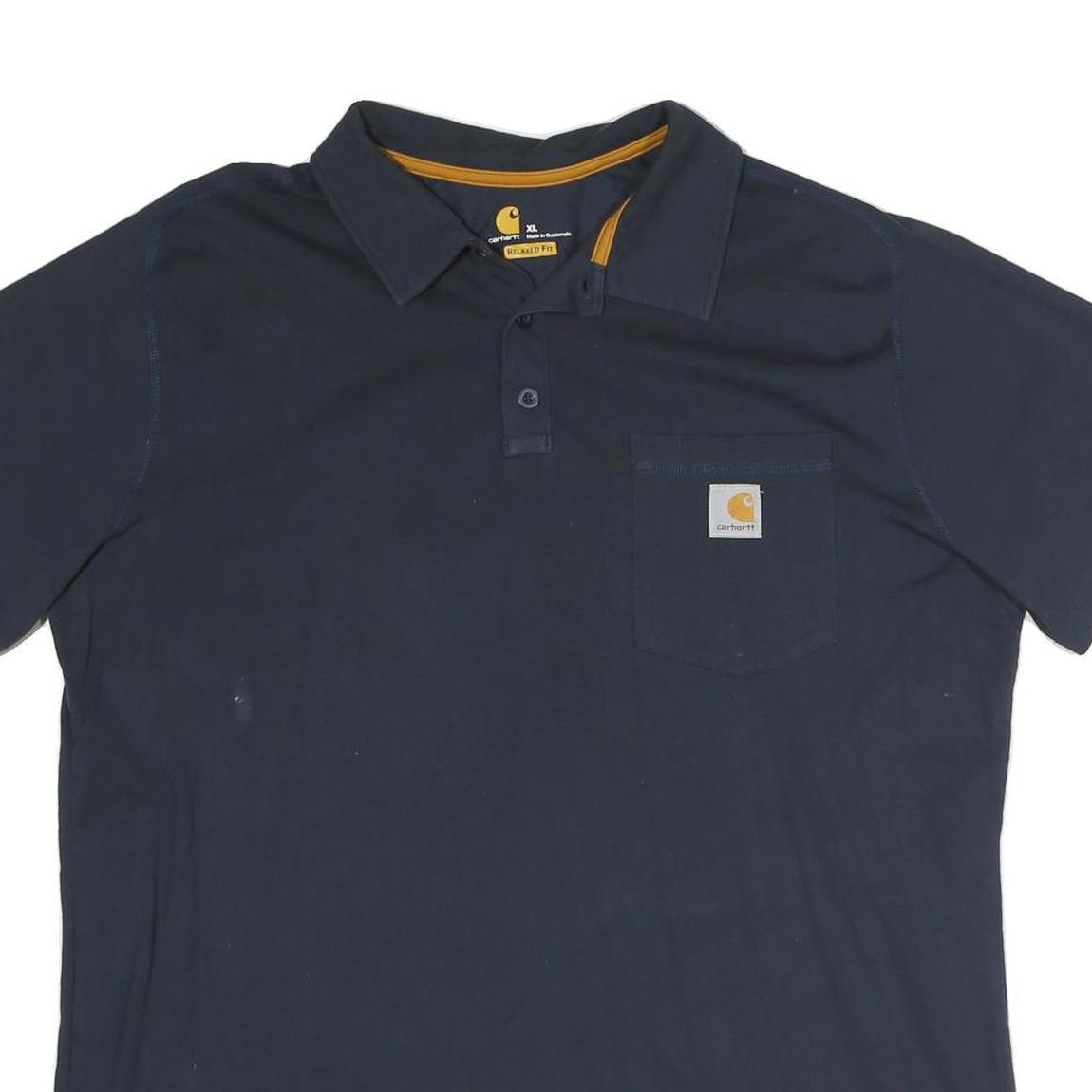 CARHARTT Mens Navy Blue Short Sleeve Plain XL Cotton Polo Shirt Workwear
