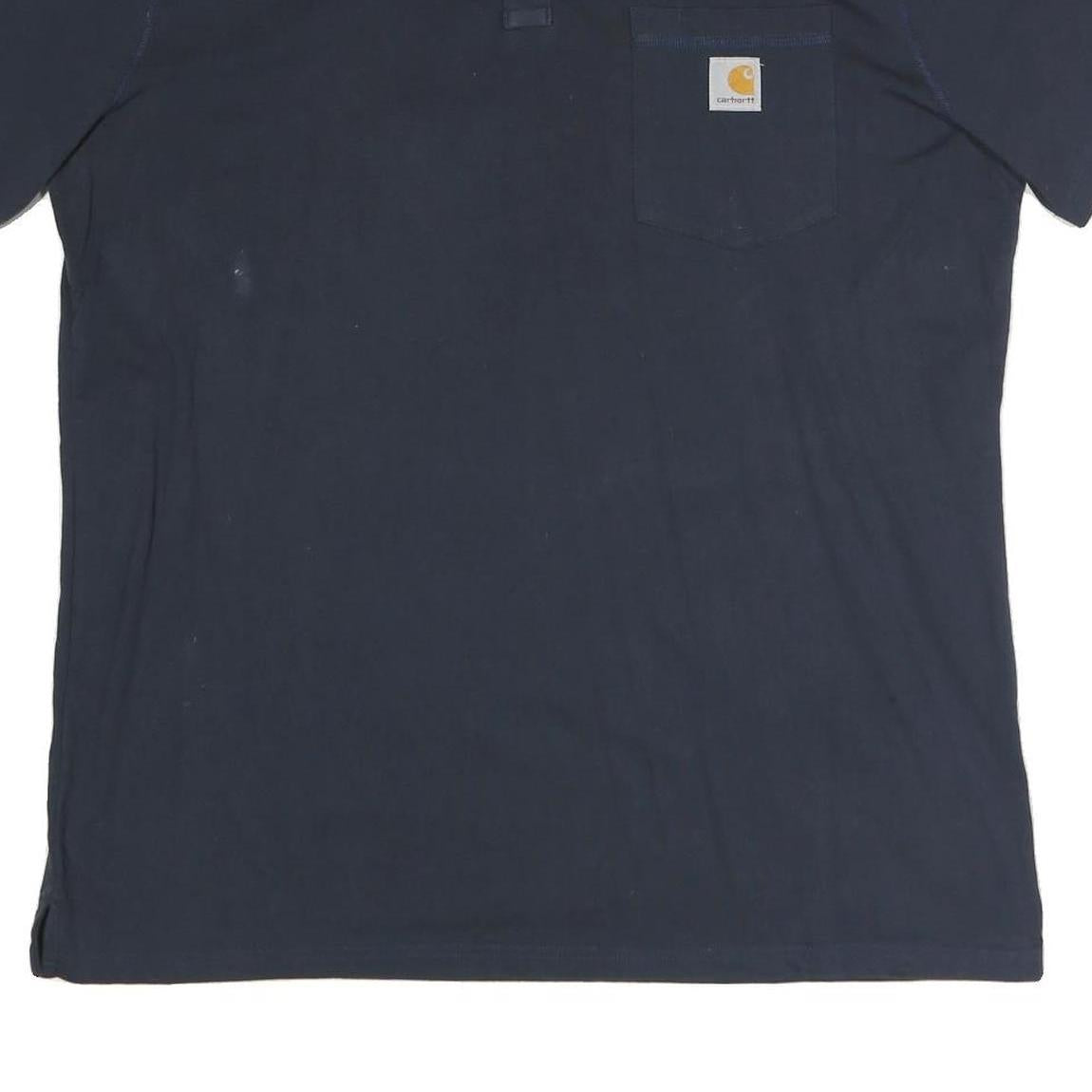 CARHARTT Mens Navy Blue Short Sleeve Plain XL Cotton Polo Shirt Workwear