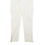 INDICODE Mens Slim White Cotton Blend Cargo Trousers W34 L32 Zip Closure