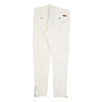 INDICODE Mens Slim White Cotton Blend Cargo Trousers W34 L32 Zip Closure