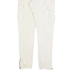 INDICODE Mens Slim White Cotton Blend Cargo Trousers W34 L32 Zip Closure