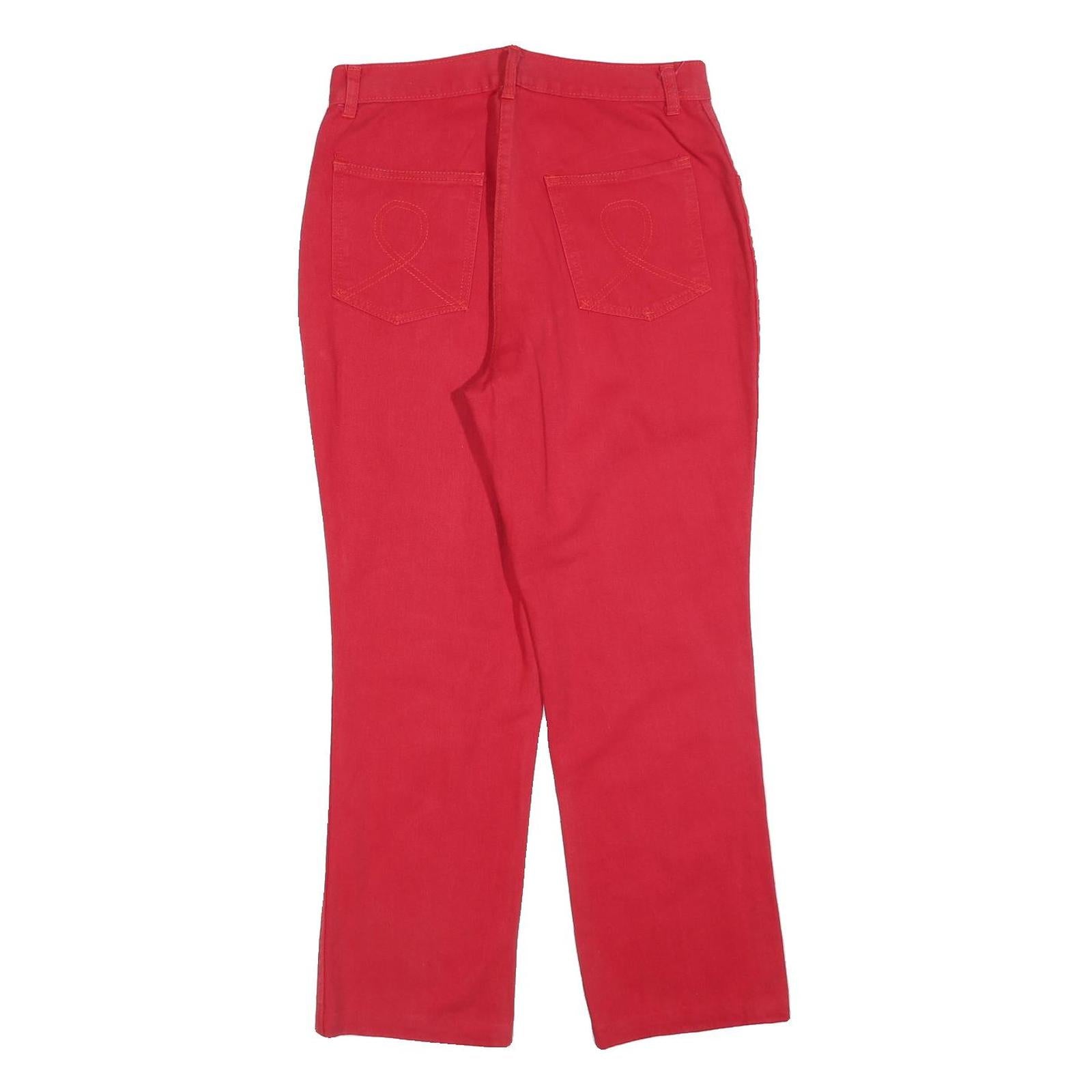 Womens Red Regular Straight Cotton Blend Jeans W28 L26 Zip Closure Comfort Style