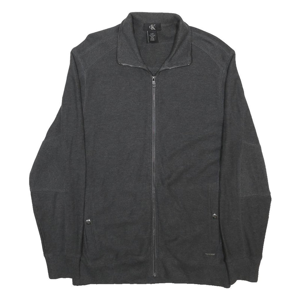 CALVIN KLEIN Mens Grey Zip Jacket S Cotton Casual Lightweight Plain Smart