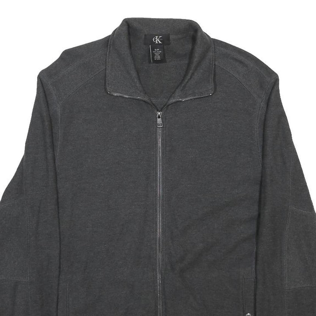 CALVIN KLEIN Mens Grey Zip Jacket S Cotton Casual Lightweight Plain Smart