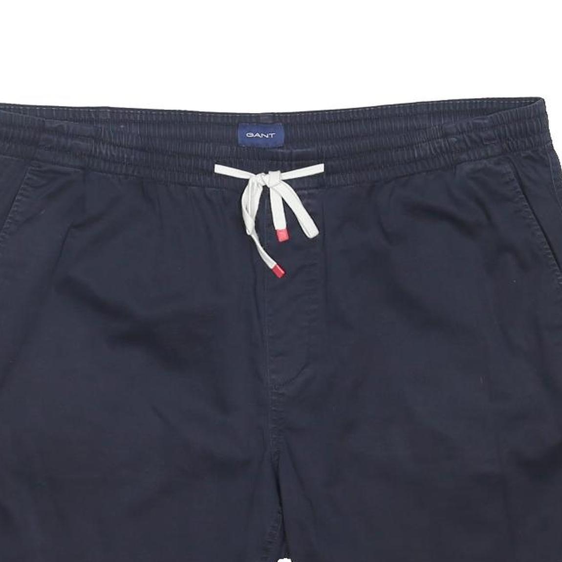 GANT Mens Shorts Navy Blue Casual Plain 2XL W40 Cotton Blend Drawstring Waist