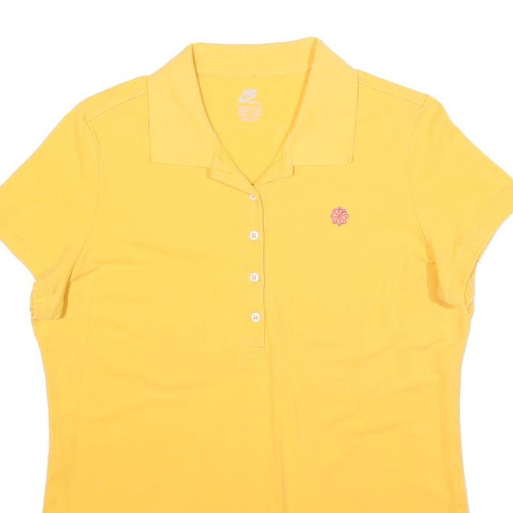 NIKE Womens Yellow Polo Shirt XL Cotton Blend Short Sleeve Plain Casual Summer