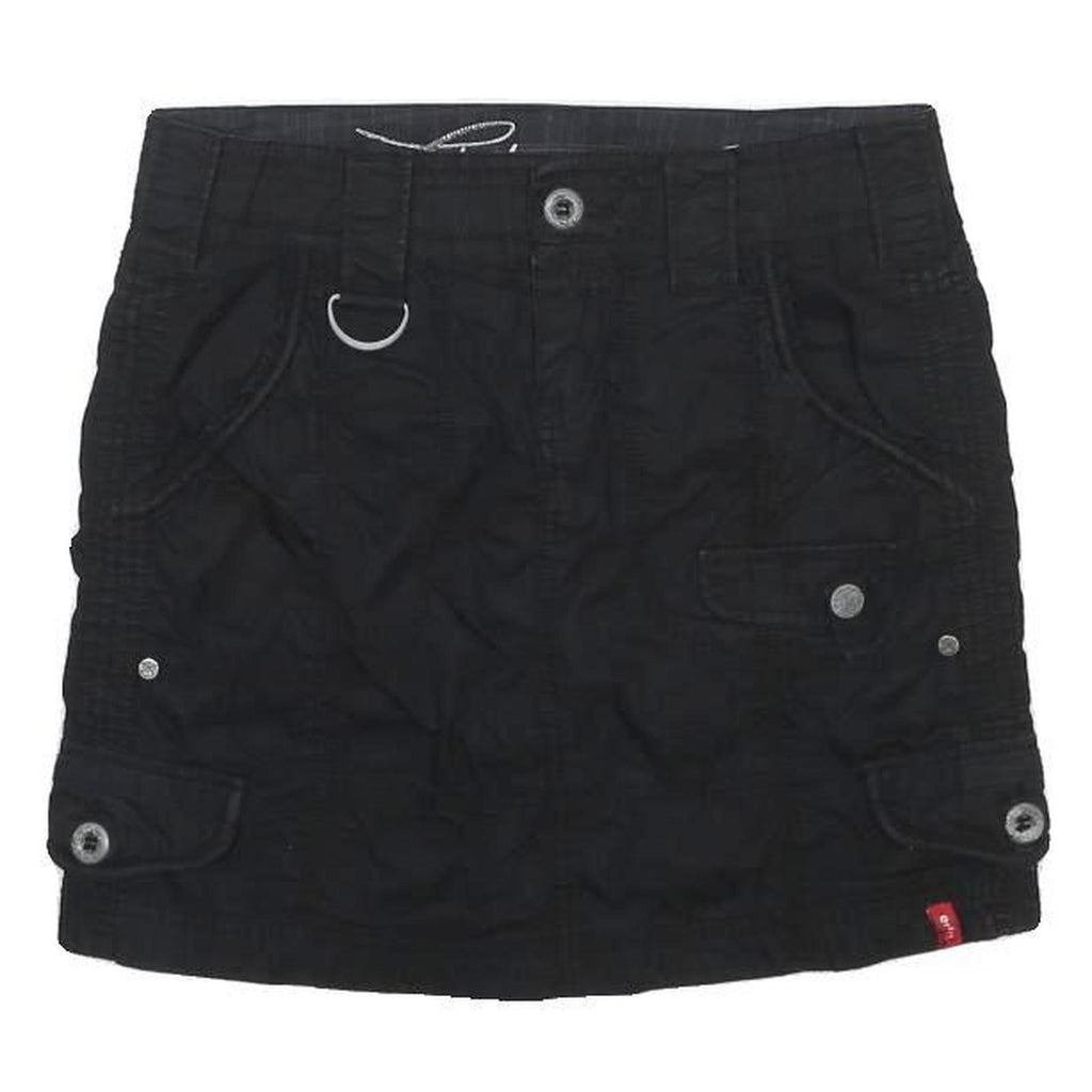 ESPRIT Womens Black Cotton Cargo Mini Skirt UK 6 Practical Pockets Casual Fit