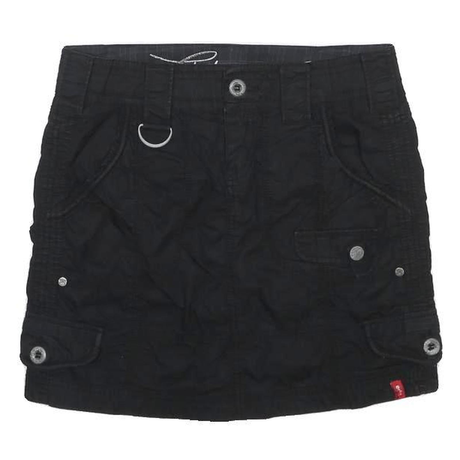 ESPRIT Womens Black Cotton Cargo Mini Skirt UK 6 Practical Pockets Casual Fit