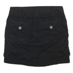 ESPRIT Womens Black Cotton Cargo Mini Skirt UK 6 Practical Pockets Casual Fit
