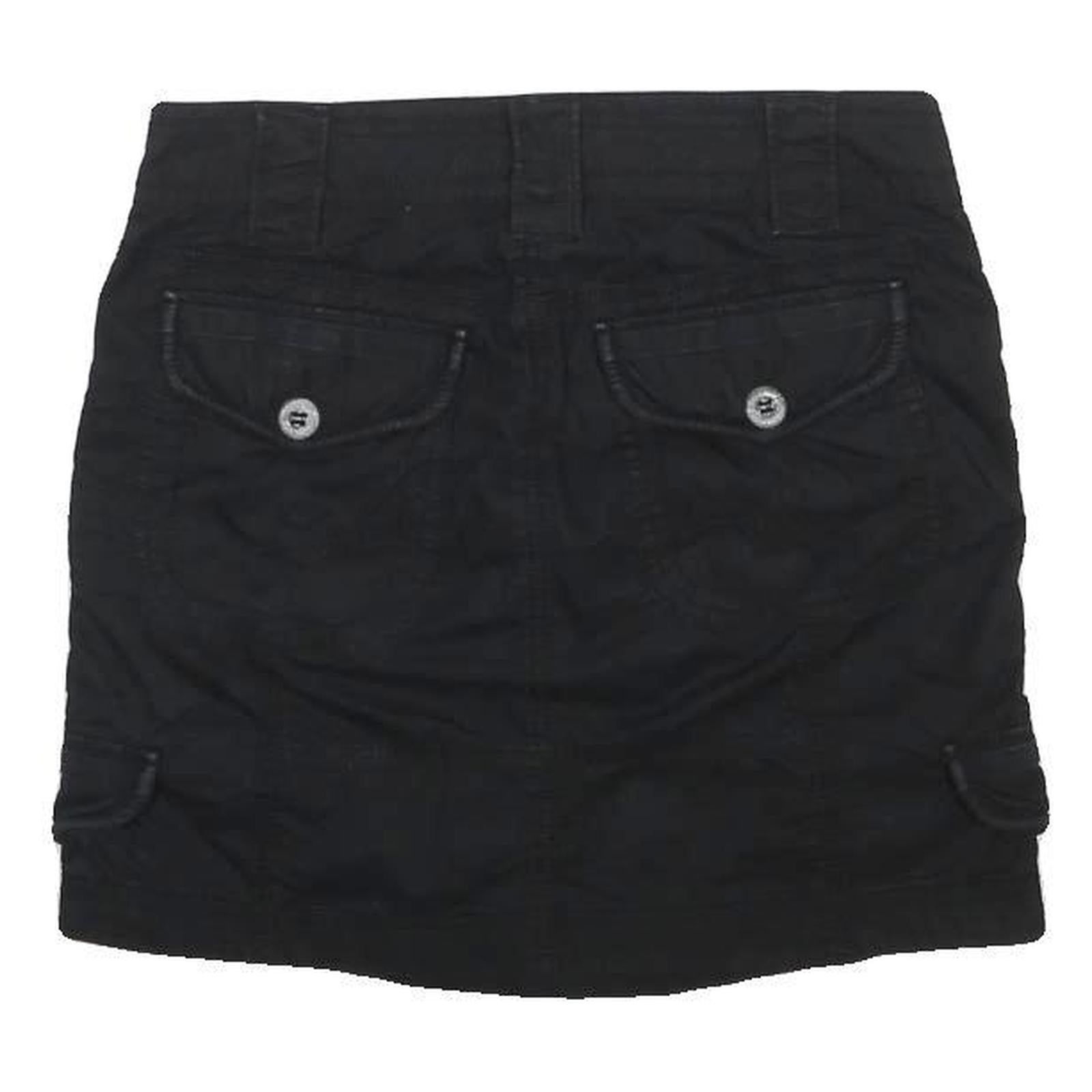 ESPRIT Womens Black Cotton Cargo Mini Skirt UK 6 Practical Pockets Casual Fit