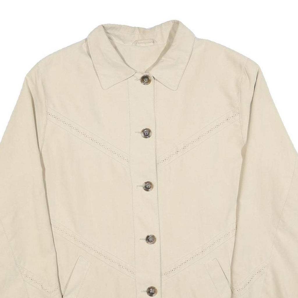 CANDA Womens Cream Button Jacket L Polyester Plain Lightweight Outerwear