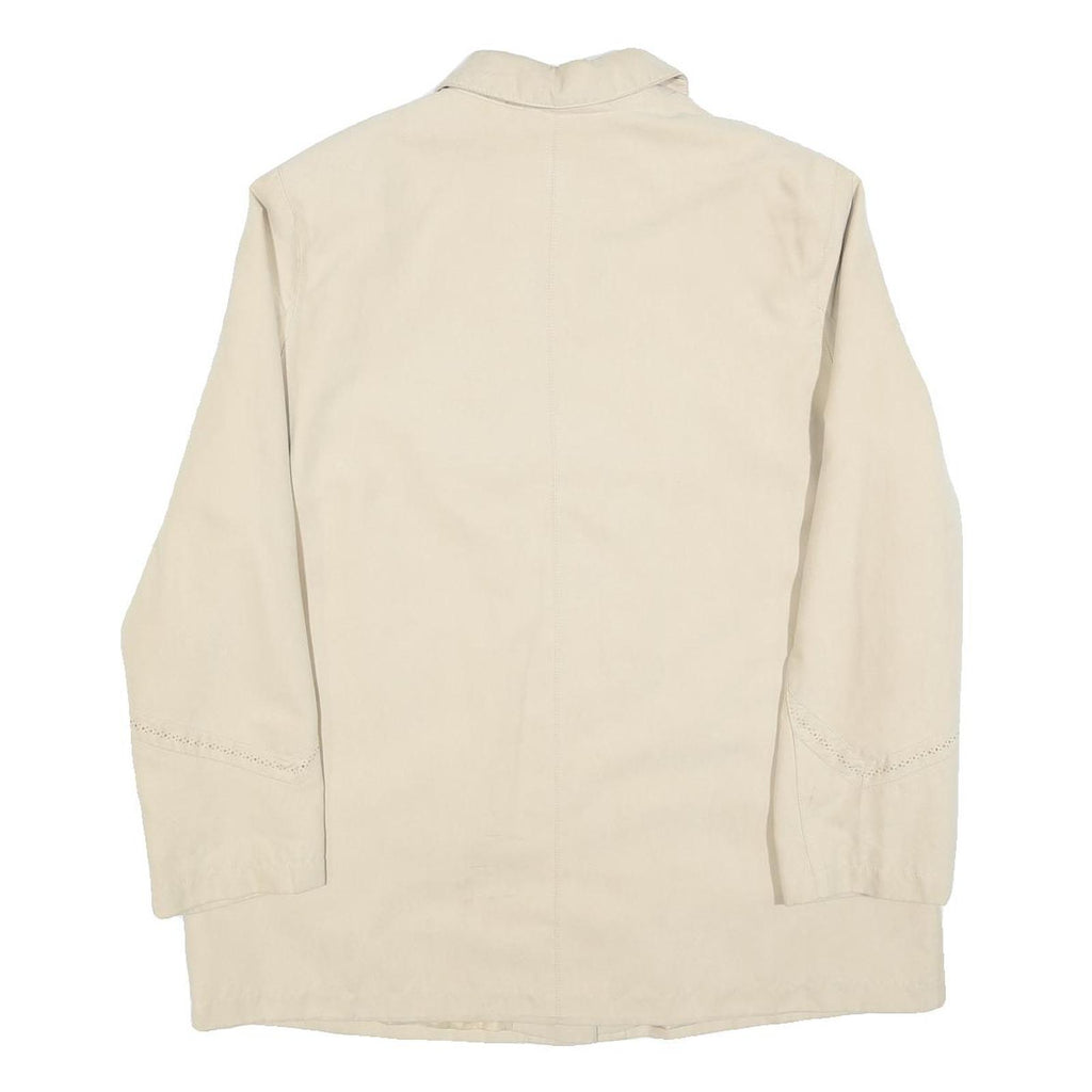 CANDA Womens Cream Button Jacket L Polyester Plain Lightweight Outerwear