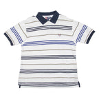 CHAPS RALPH LAUREN Mens Polo Shirt White Striped M