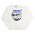 NORTHWEST KNITTING MILLS Mens White Cotton Crew Neck L 737-500 Airplane Print