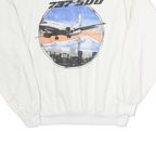 NORTHWEST KNITTING MILLS Mens White Cotton Crew Neck L 737-500 Airplane Print