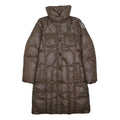 EDDIE BAUER Womens Brown Puffer Coat L Nylon Woven Plain Zip Relaxed Fit Winter