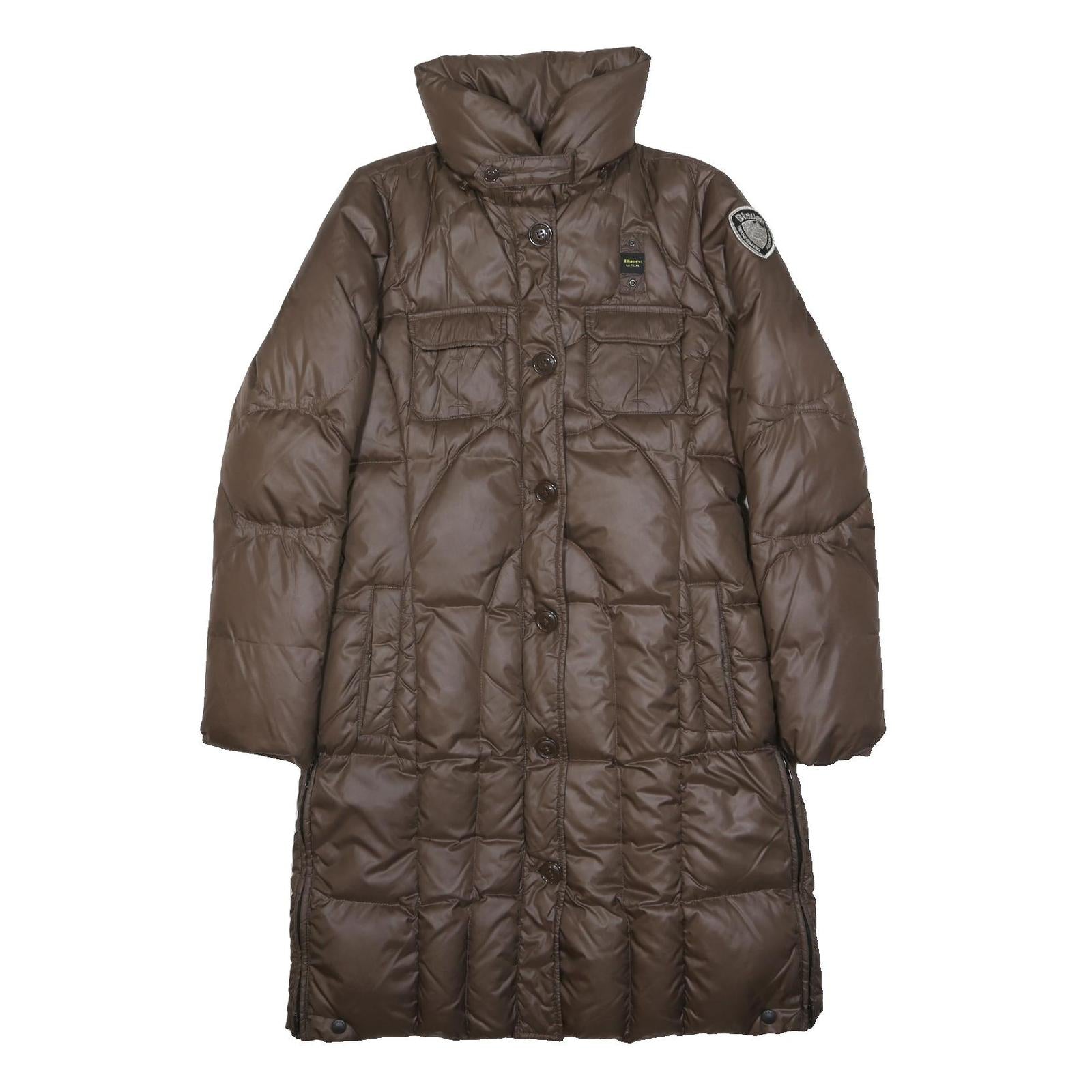 EDDIE BAUER Womens Brown Puffer Coat L Nylon Woven Plain Zip Relaxed Fit Winter