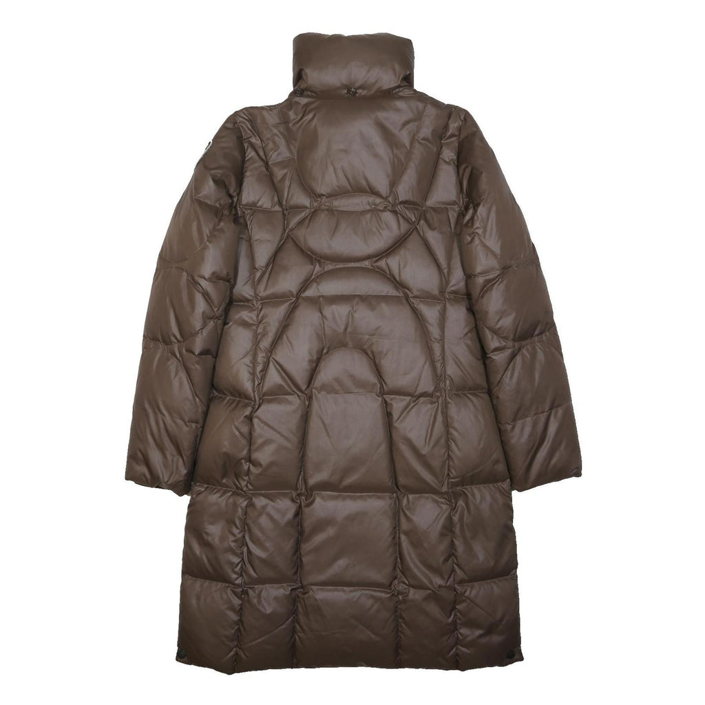 EDDIE BAUER Womens Brown Puffer Coat L Nylon Woven Plain Zip Relaxed Fit Winter